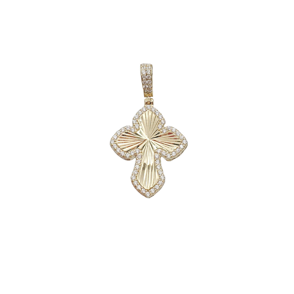 Diamond Cut Cross CZ Pendant (14K).