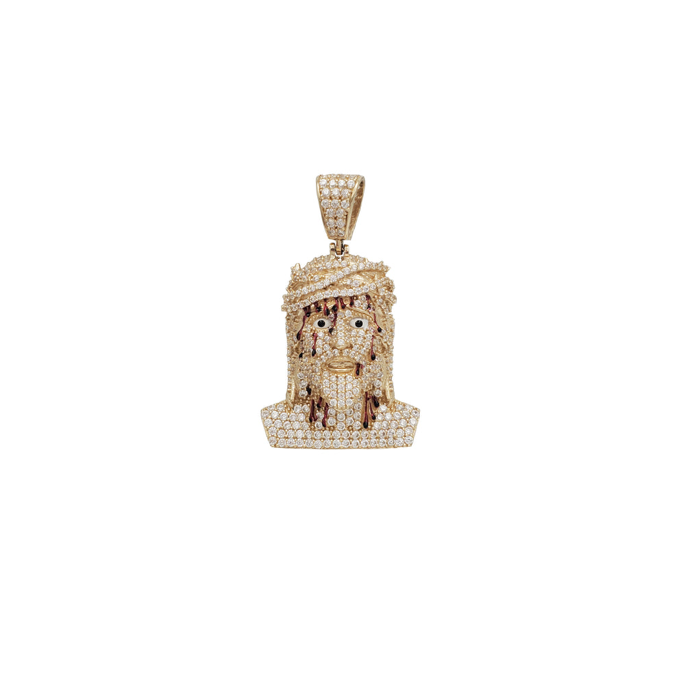 Iced-Out Jesus Head Pendant (14K)