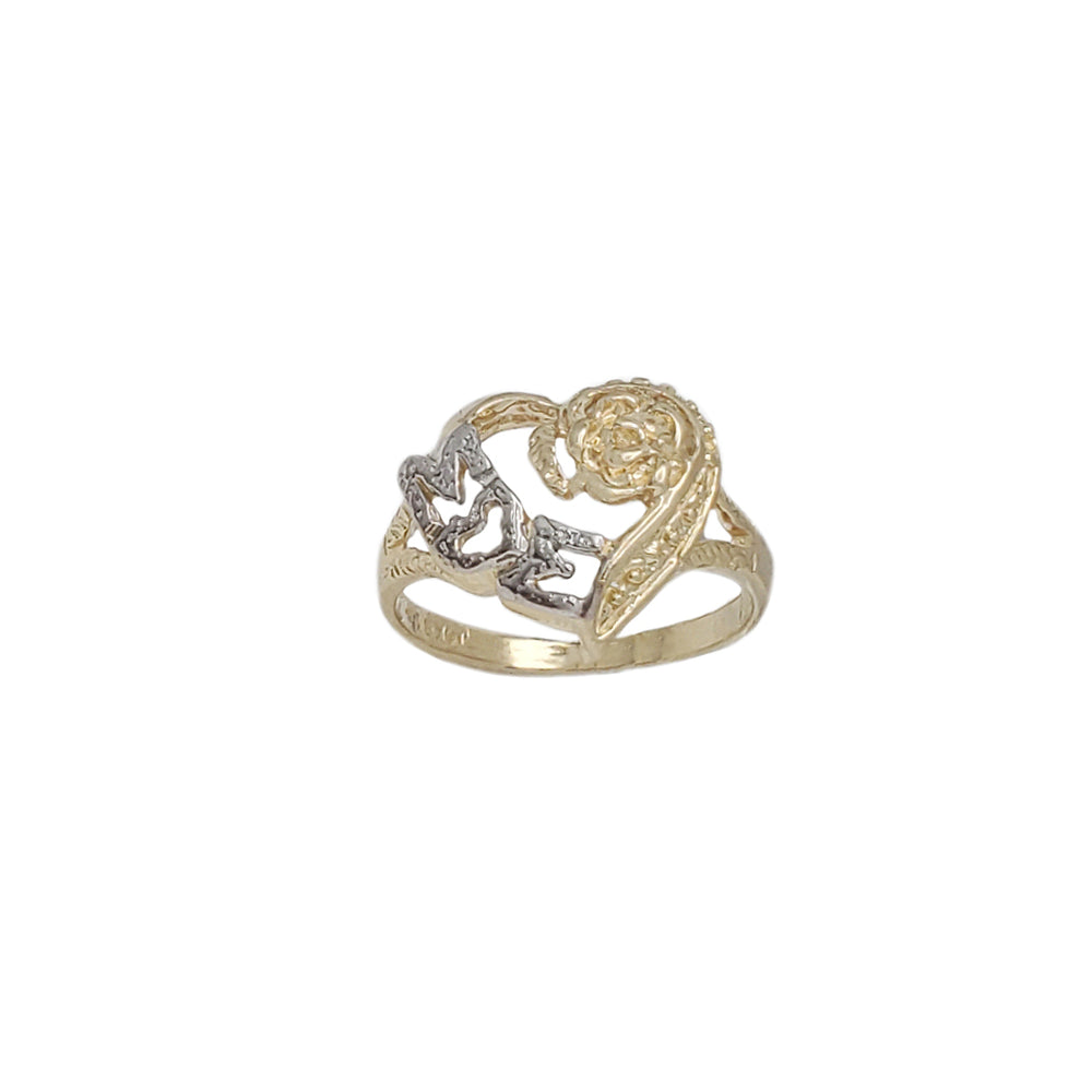 Two Tone Heart Ring (14K)