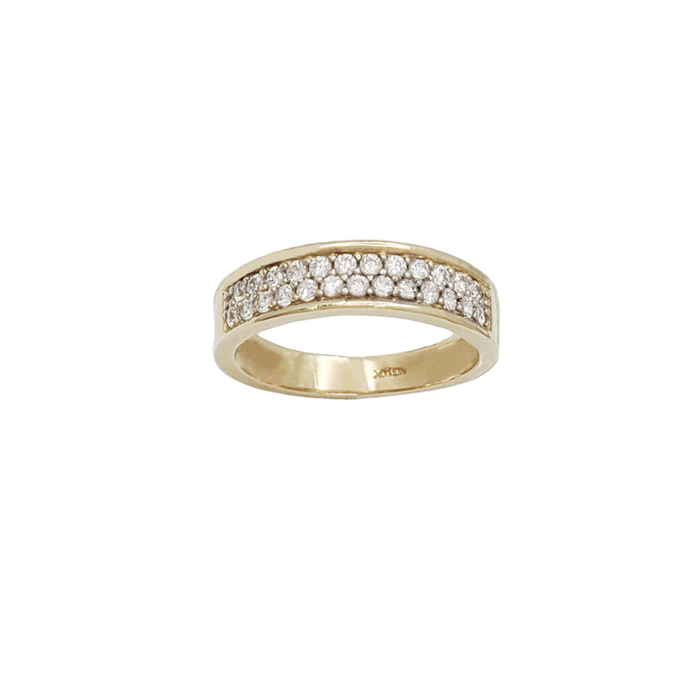 Double-Row Pavé CZ Wedding Band (14K)