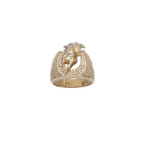 Iced-Out Horse Shoe Head Ring (14K)