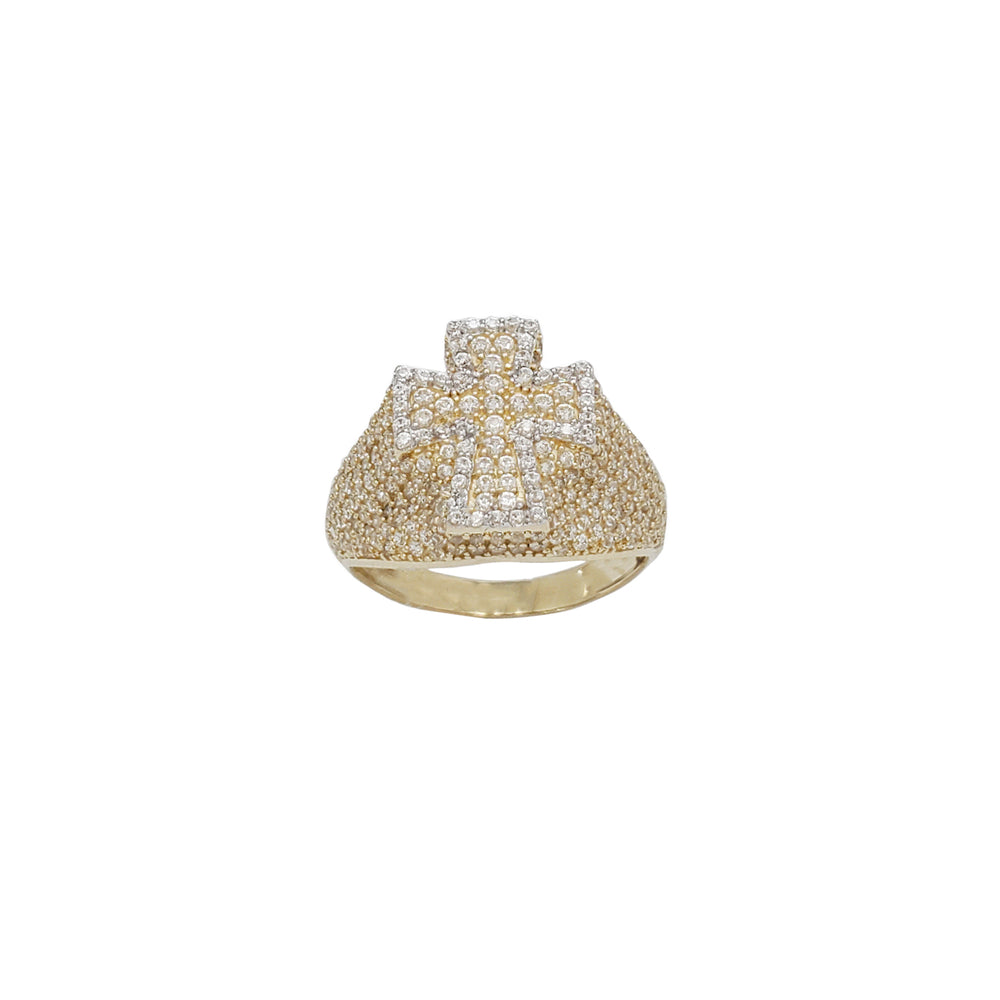 Iced-Out Cross CZ Ring (14K)