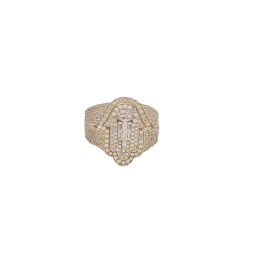 Iced-Out Hamsa Ring (14K)