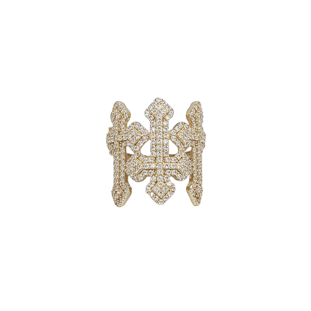 Fancy Zirconia Cross Men's Ring (14K)