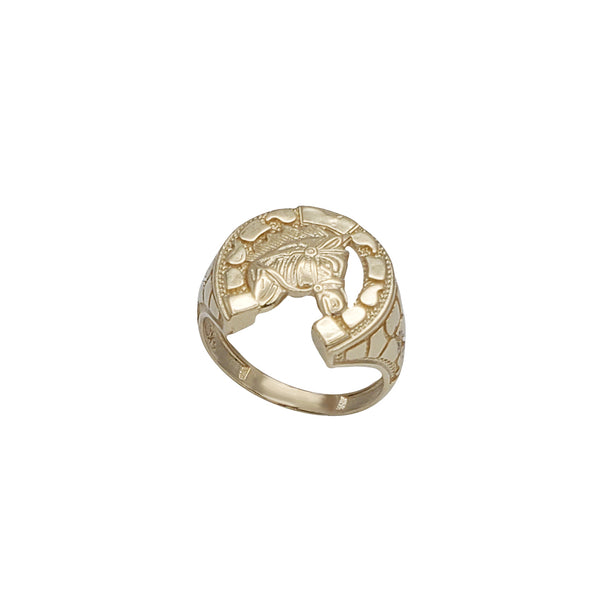 Nugget Texture Horseshoe Men's Ring (14K)