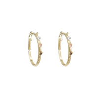 Tricolor Heart Hoop Earrings (14K)