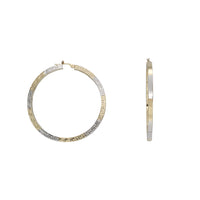Two Tone Textured Hoop Earrings (14K)