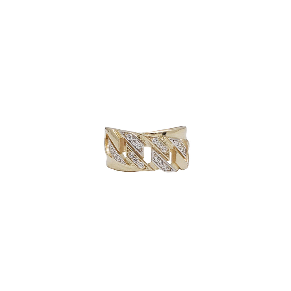 Zirconia Puff Cuban Ring (14K)