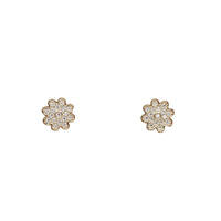 Zirconia Flower Stud Earrings (14K)