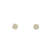Zirconia Flower Stud Earrings (14K)
