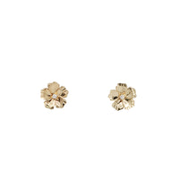 Diamond Cut Flower Stud Earrings (14K)