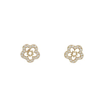 Zirconia Flower Star Stud Earrings (14K)