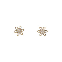 Zirconia Flower Stud Earrings (14K)