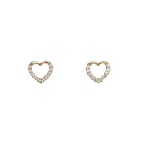 Zirconia Heart Stud Earrings (14K)