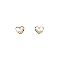 Zirconia Heart Stud Earrings (14K)
