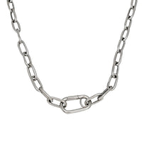 Paperclip Chain with Carabiner Clasp (Silver)