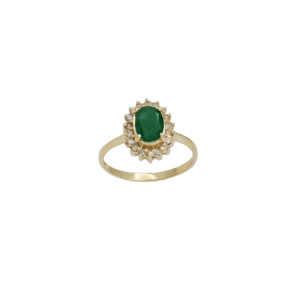 Diamond With Emerald Ring (14K)