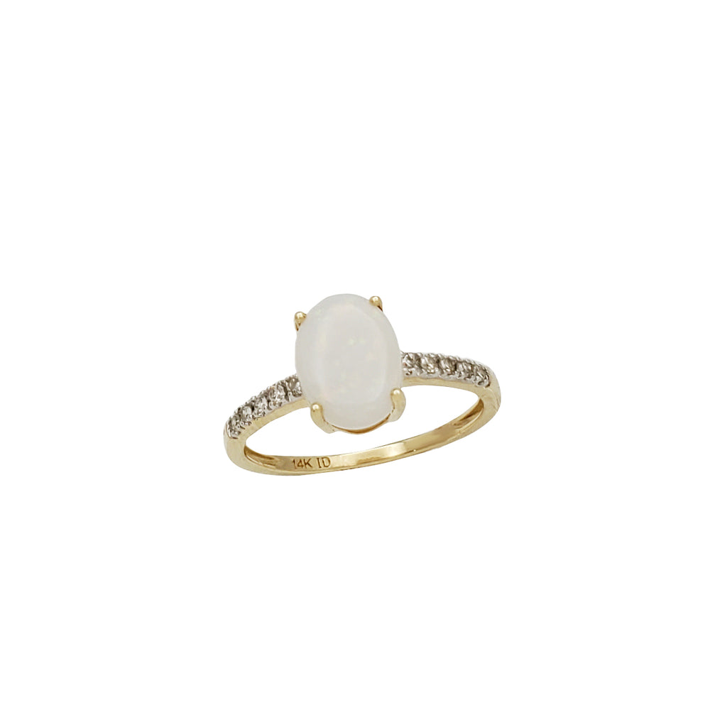 Oval Opal & Diamond Ring (14K)
