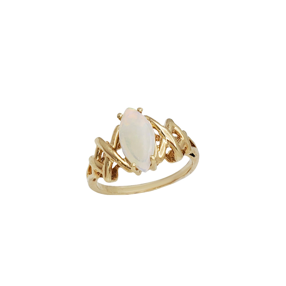 Yellow Gold Marquise Opal Ring (14K)