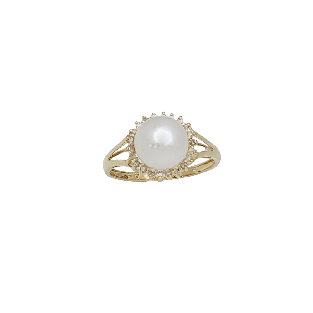 Diamond Pearl Ring (14K)