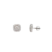 Diamond Square Halo Stud Earrings (14K)