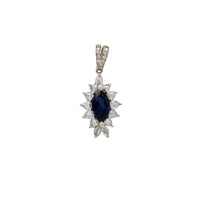 Diamond & Blue Oval Stone Pendant (14K)
