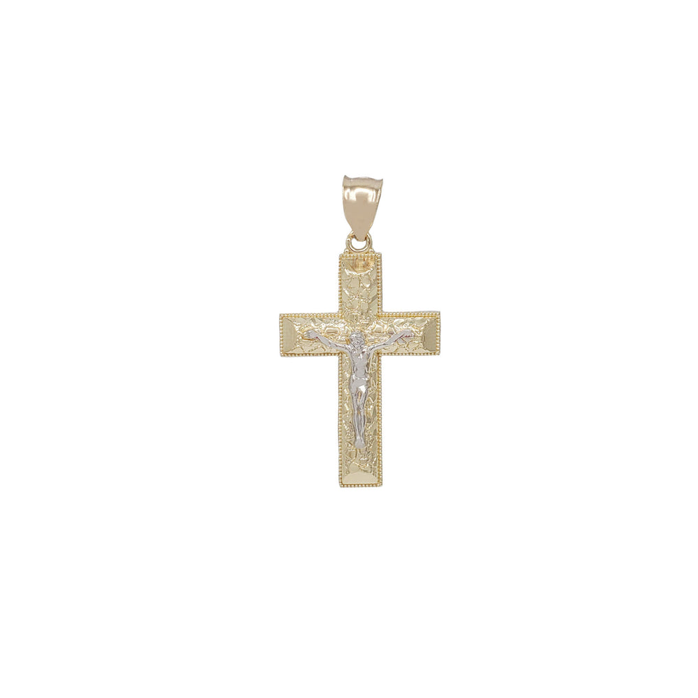 Two-Tone Diamond Cut Jesus Pendant (14K)