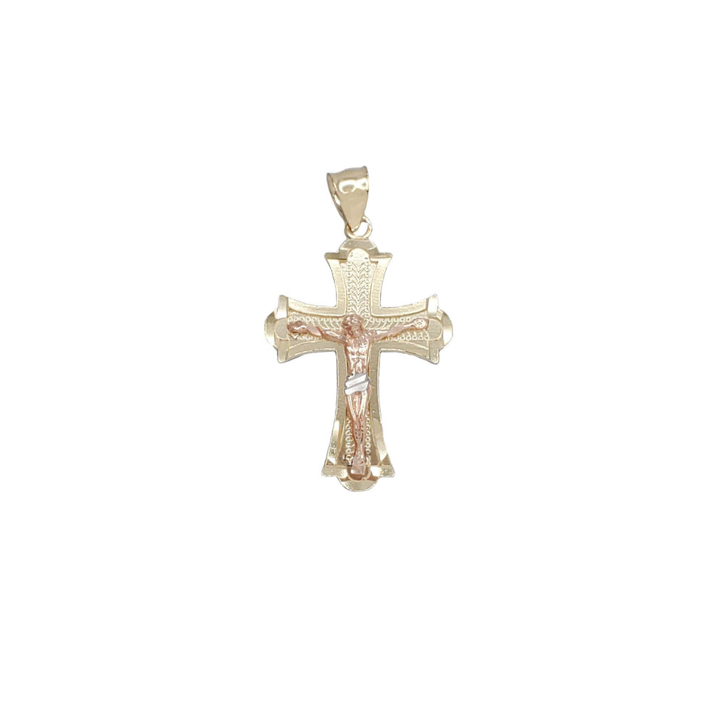 Two-Tone Diamond Cut Jesus Cross Pendant (14K)