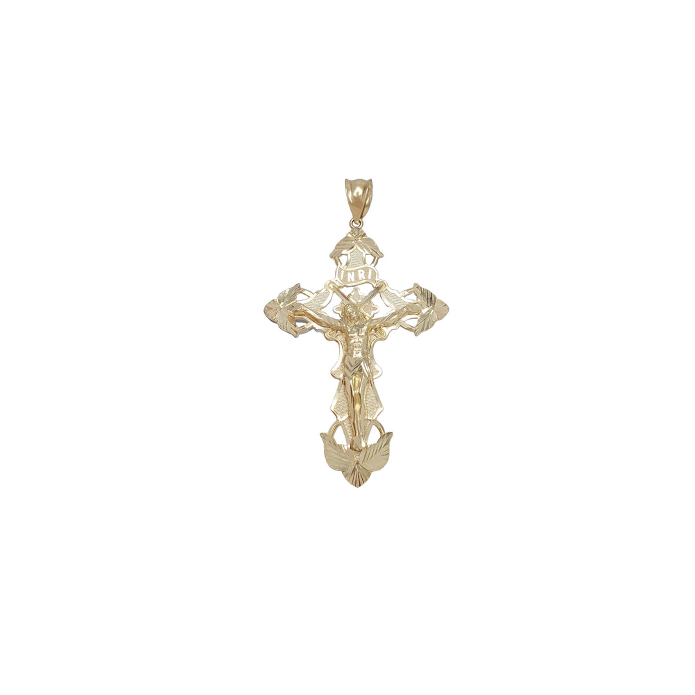 Diamond-Cut Jesus Cross Pendant 14K