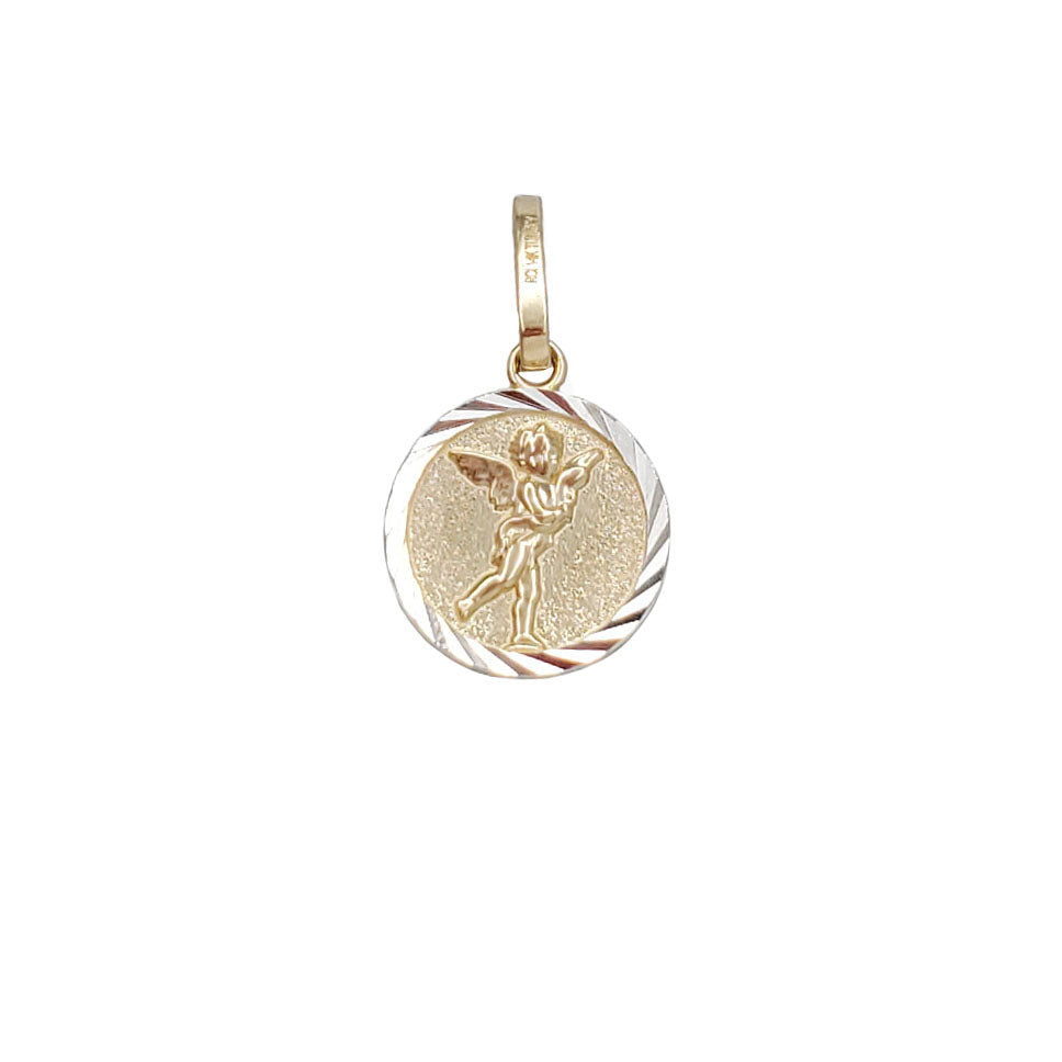 Two-Tone Diamond Cut Angel Pendant (14K)