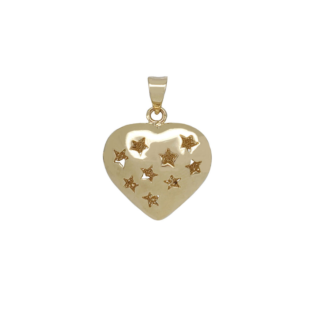 Puffy Heart & Star Pendant (14K)