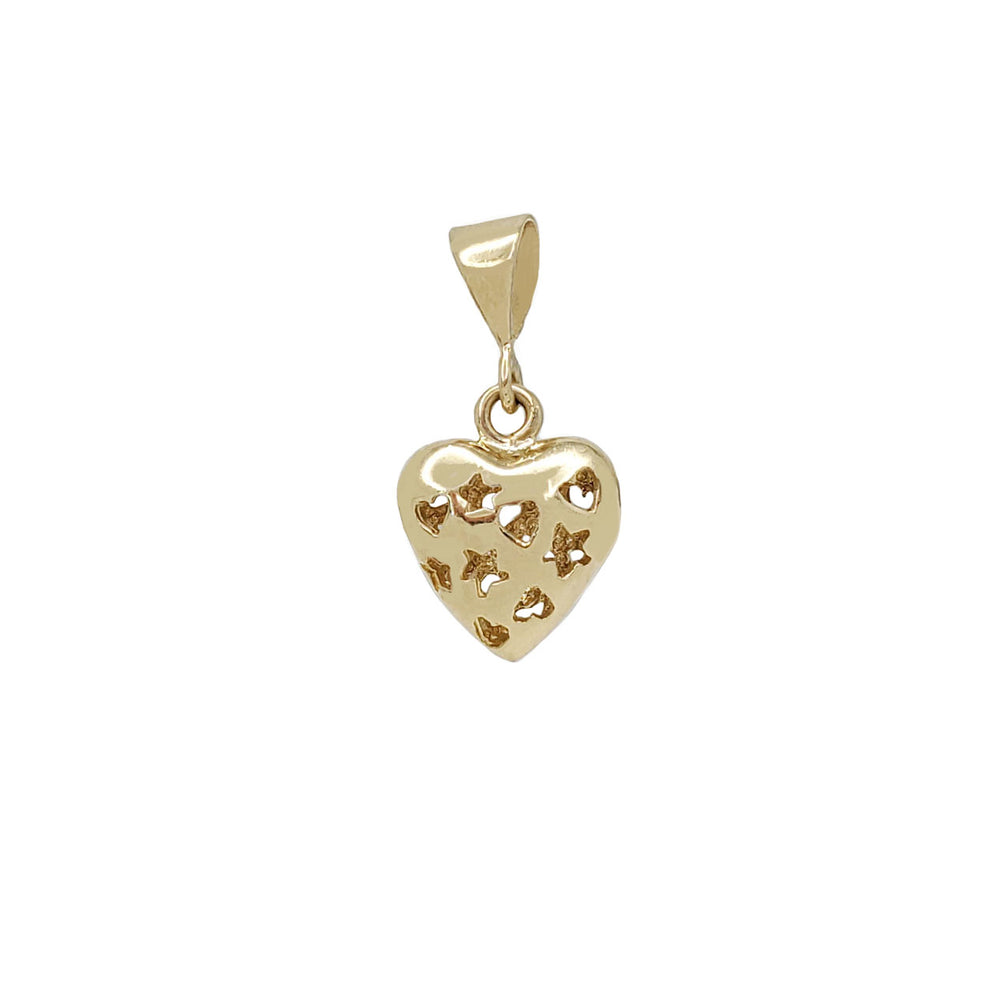 Puffy Heart & Star Pendant (14K)