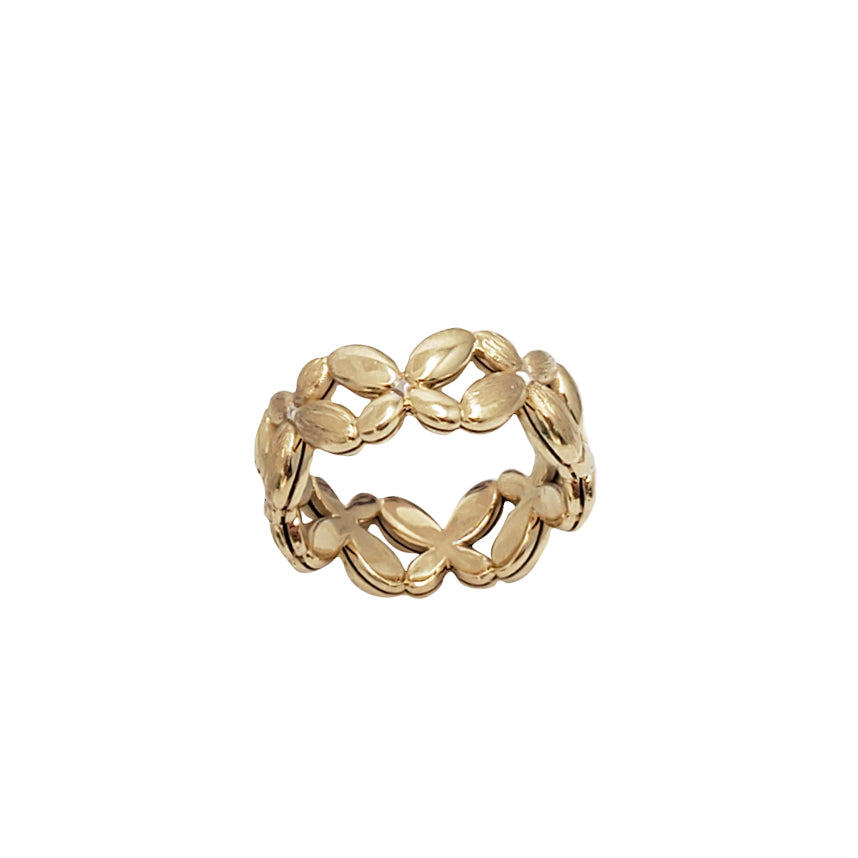 Textured All The Way Around Flower Ring (14K)