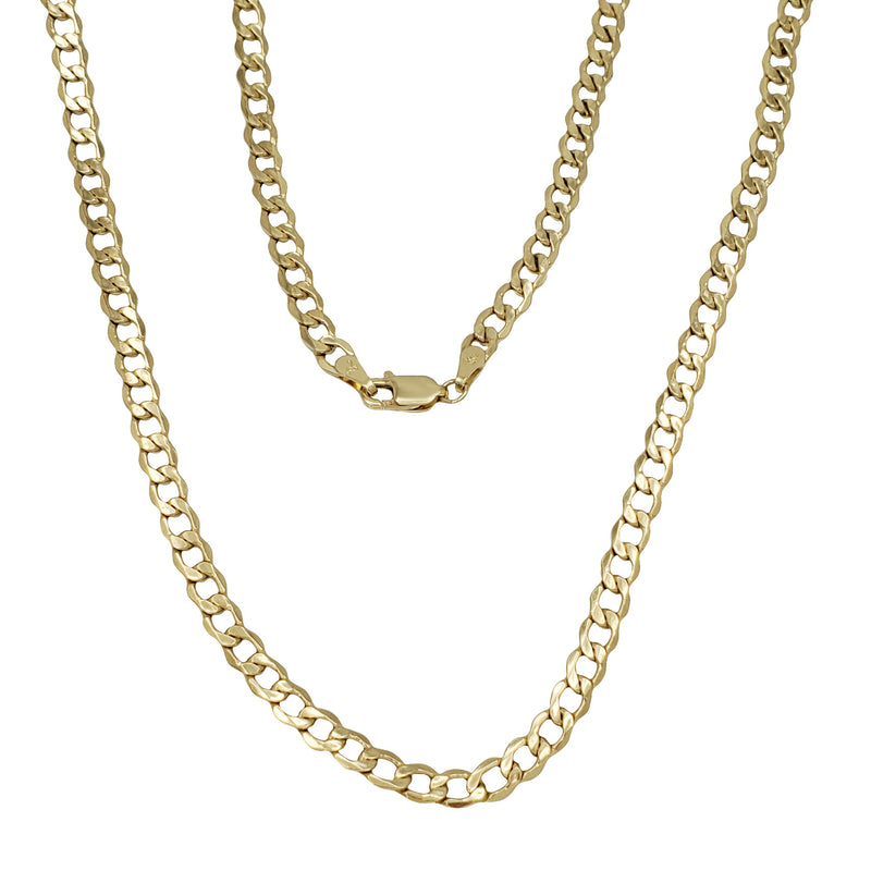 Lightweight/Hollow Curb Cuban Link Chain (14K)