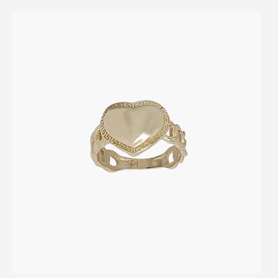 Heart Cuban Ring （14k）