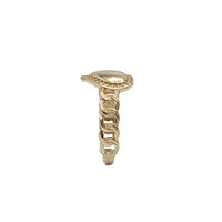 Zirconia Textured Cuban Chain Heart Ring (14K)
