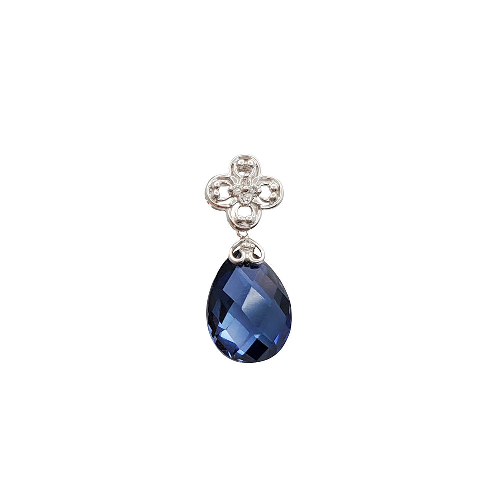 Diamond September Birthstone Pear Drop Pendant (10K)