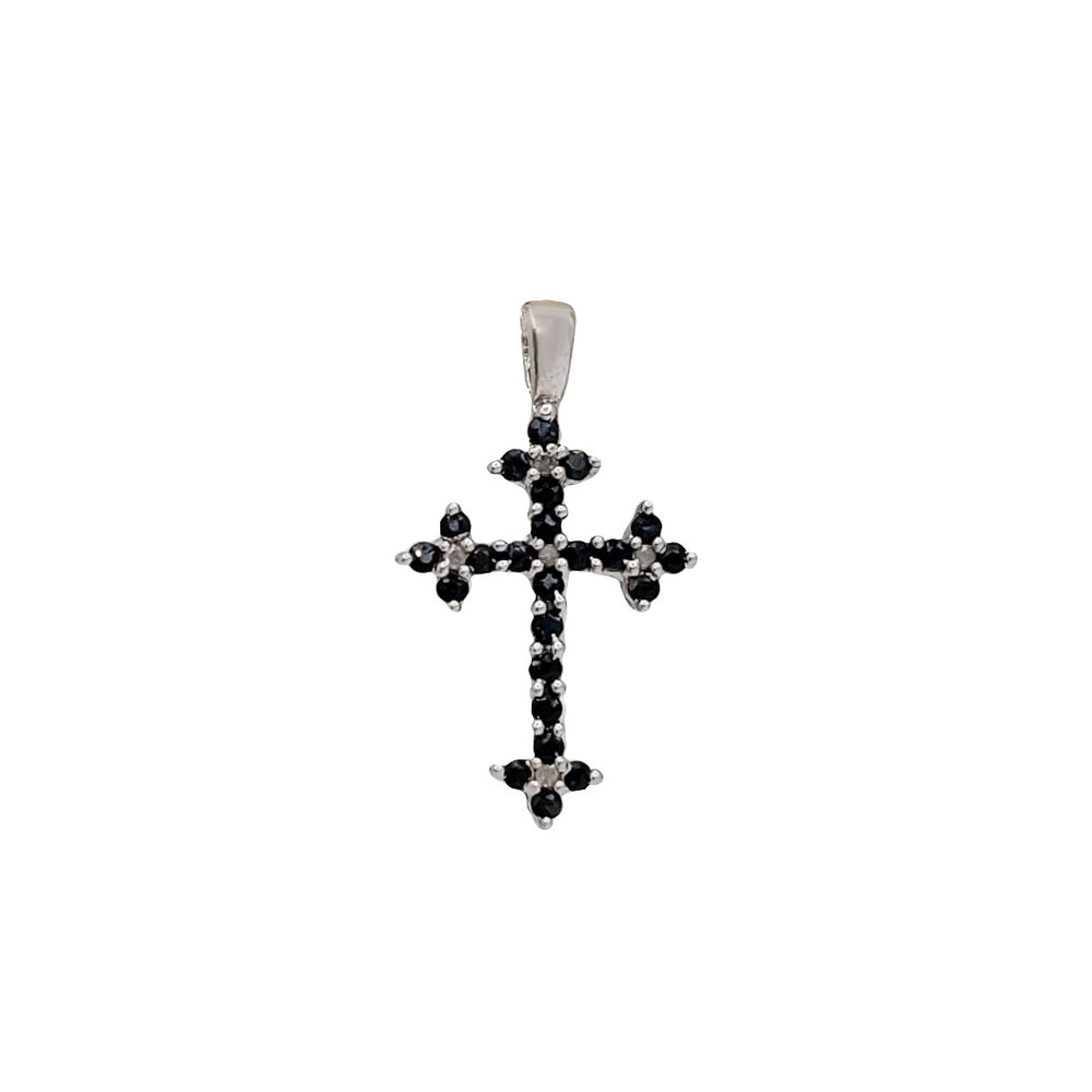 Diamond Sapphire Cross Pendant (10K)