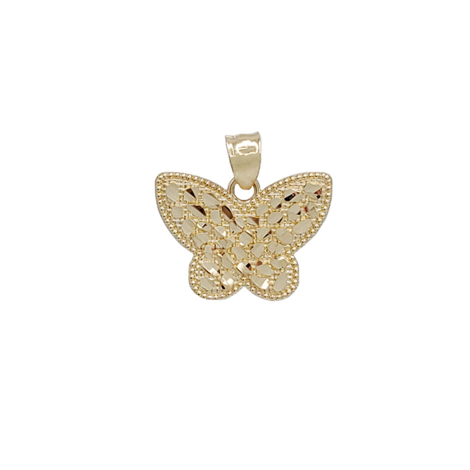 Nugget Diamond Cut Butterfly Pendant (14K)