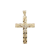Two Tone Diamond Cuts Cross Pendant (14K)
