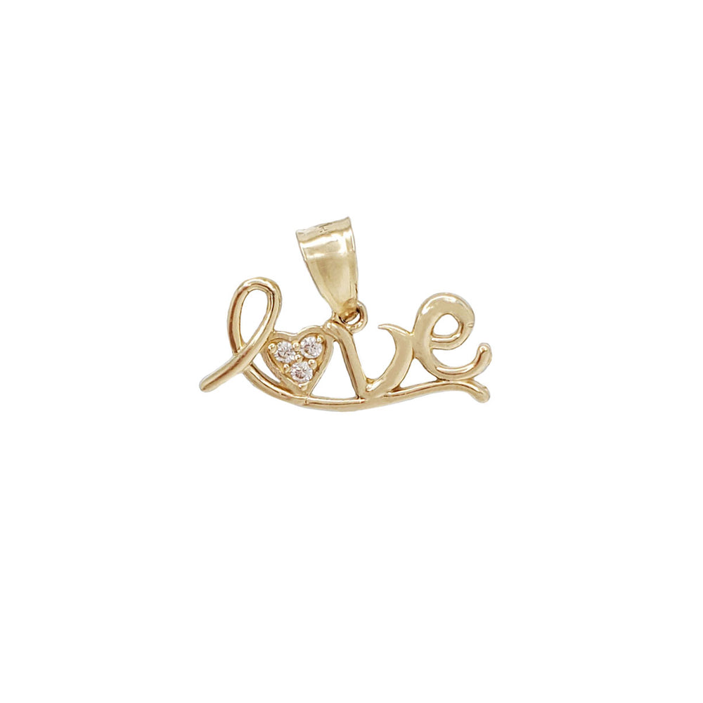 Cubic Zirconia "Love" Plain Pendant (14K)