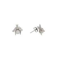 Pearl Bee Stud Earrings (Silver)