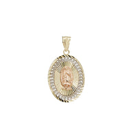 Tricolor Virgin Mary Oval Pendant (14K)