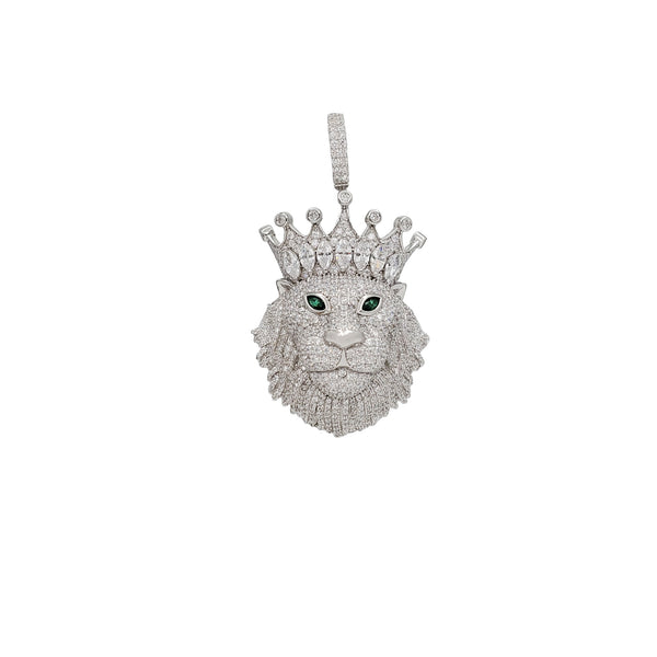 Iced-Out Lion Head Pendant (Silver)
