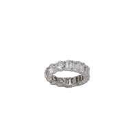 Round Emerald Cut All Around CZ Ring (Silver)