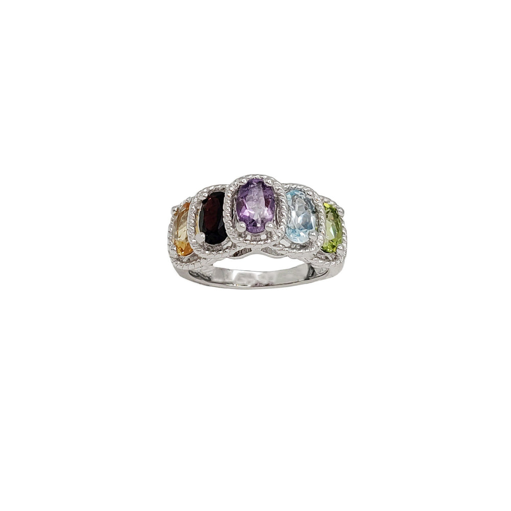 Multi-Color Fancy Birthstones Ring (Silver)