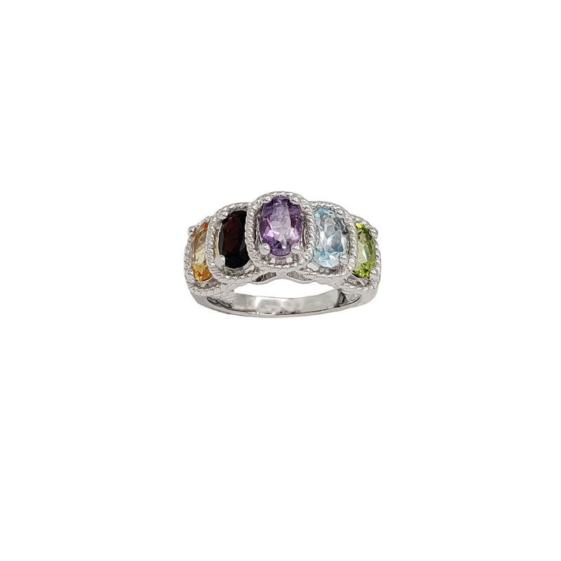 Multi-Color Fancy Birthstones Ring (Silver)