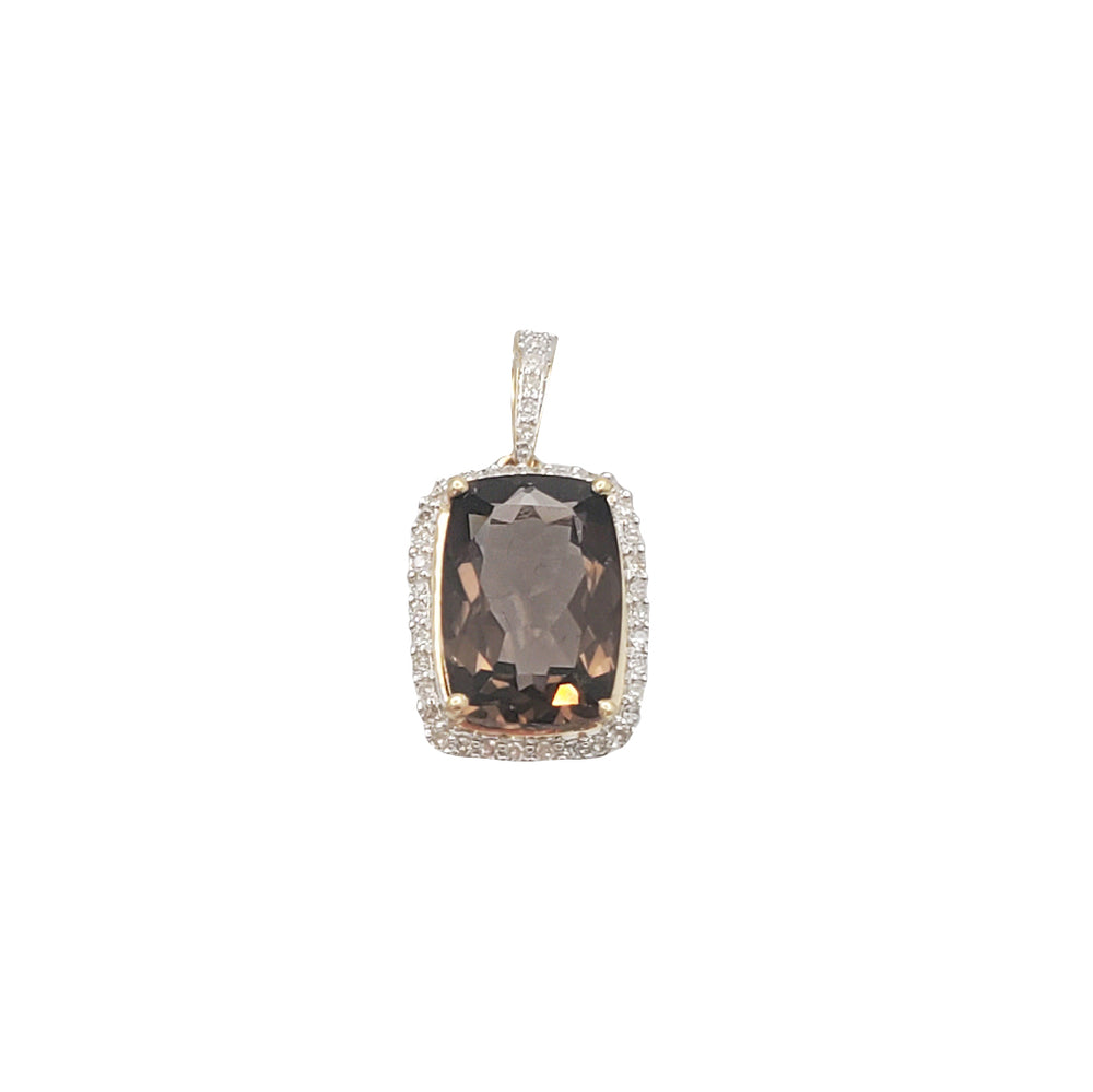 Diamond Smoky Topaz Pendant (14K)