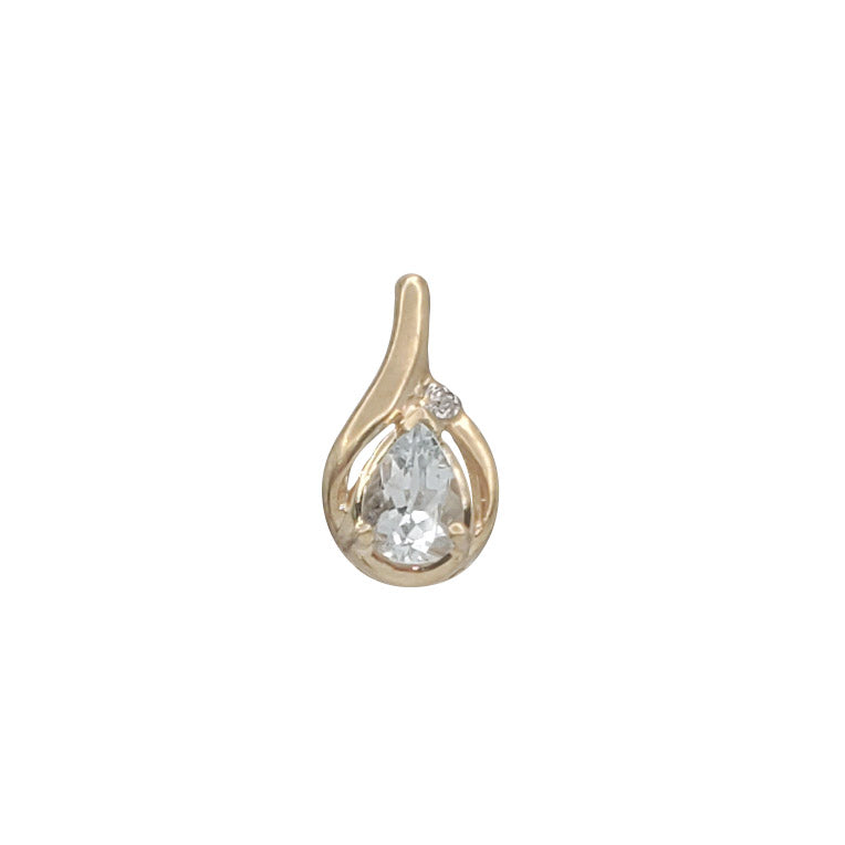 Pear-Shaped Aquamarine Diamond Pendant (14K)