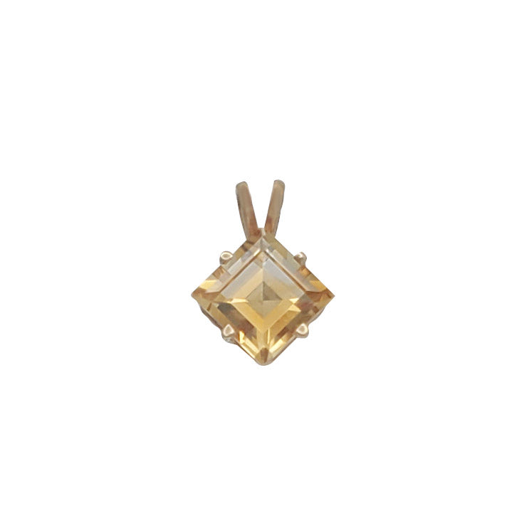 Yellow Topaz Square Shape Pendant (14K)